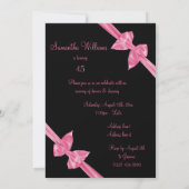 Elegant Pink Satin Bows 45. Geburtstag Einladung (Rückseite)