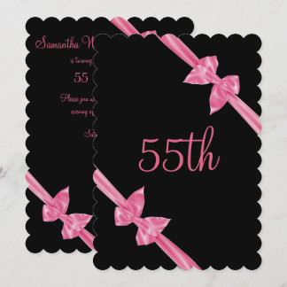 Elegant Pink Satin Bows 55. Geburtstag Einladung