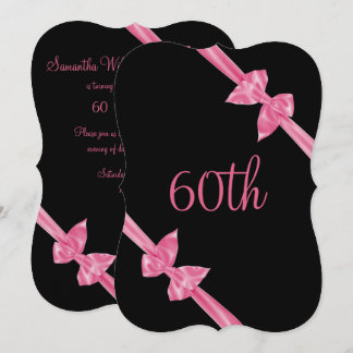 Elegant Pink Satin Bows 60. Geburtstag Einladung
