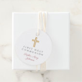 Elegant Pink Script Erste Kommunion Runde Geschenkanhänger (Beispiel)