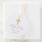 Elegant Pink Script Erste Kommunion Runde Geschenkanhänger