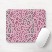 Elegant Pink Silver Glitter Leopard on Rose Gold Mousepad (Mit Mouse)