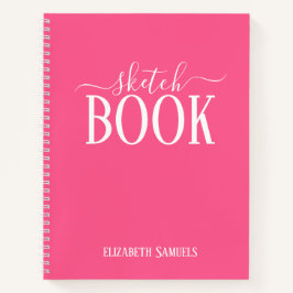 Elegant Pink Sketch Book with name gift for her Notizblock