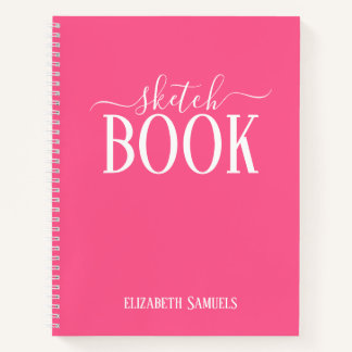 Elegant Pink Sketch Book with name gift for her Notizblock