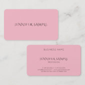 Elegant Pink Sleek Stilvoll modern Schlicht Luxus Visitenkarte (Vorne/Hinten)