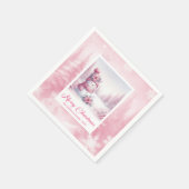 Elegant Pink Snowman Family Gift Winter Scene Xmas Serviette (Ecke)