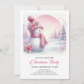 Elegant Pink Snowman Kids Editable Christmas Invit Einladung (Vorderseite)