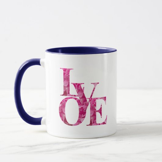 Elegant Pink Spring Hydrangea Floral LOVE Tasse (Links)