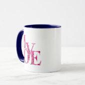 Elegant Pink Spring Hydrangea Floral LOVE Tasse (Vorderseite Links)