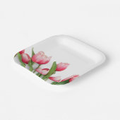 Elegant Pink Spring Tulip Floral Pappteller (Gewinkelt)