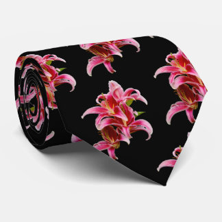 Elegant Pink Stargazer Oriental Lilies Krawatte