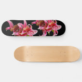 Elegant Pink Stargazer Oriental Lilies Skateboard (Horizontal)