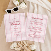 Elegant Pink Stripe Bachelorette Weekend Itinerary Einladung