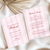 Elegant Pink Stripe Bachelorette Weekend Itinerary Einladung