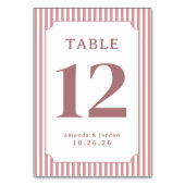 Elegant Pink Striped Table Number Tischnummer (Rückseite)