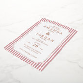 Elegant Pink Striped Wedding Invitation Folieneinladung (Gedreht)