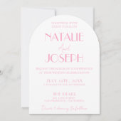 Elegant Pink Stylish Minimalist Arched Wedding Einladung (Vorderseite)