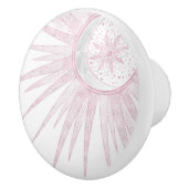 Elegant Pink Sun Moon Doodle Mandala White Design Keramikknauf (Rechts)