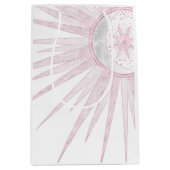 Elegant Pink Sun Moon Doodle Mandala White Design Mittlere Geschenktüte (Vorderseite)