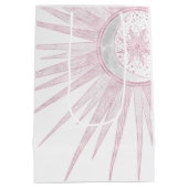 Elegant Pink Sun Moon Doodle Mandala White Design Mittlere Geschenktüte (Rückseite)