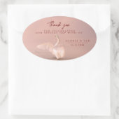 Elegant Pink Swan Vielen Dank für Ihre Hochzeit Ovaler Aufkleber (Tasche)