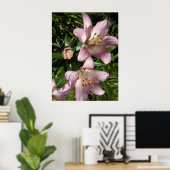 Elegant Pink Tiger Lilies Poster (Heimbüro)