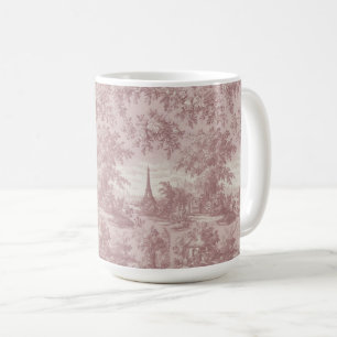 Elegant Pink Toile de Jouy Französisch Country Sze Kaffeetasse