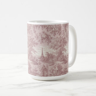 Elegant Pink Toile de Jouy Französisch Country Sze Kaffeetasse