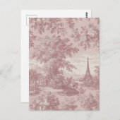 Elegant Pink Toile de Jouy Französisch Country Sze Postkarte (Vorne/Hinten)