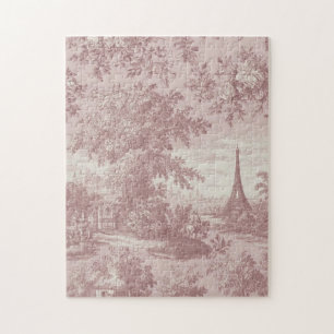 Elegant Pink Toile de Jouy Französisch Country Sze Puzzle