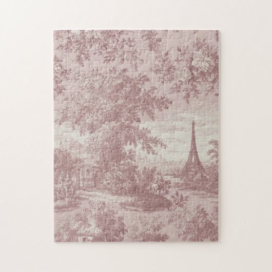 Elegant Pink Toile de Jouy Französisch Country Sze Puzzle (Vertikal)