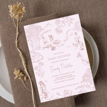 Elegant Pink Toile de Jouy Picnic Baby Shower