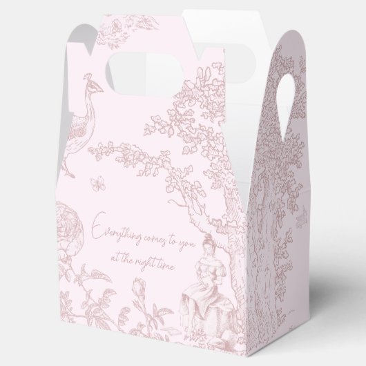 Elegant Pink Toile de Jouy Picnic Baby Shower Geschenkschachtel (Geöffnet)