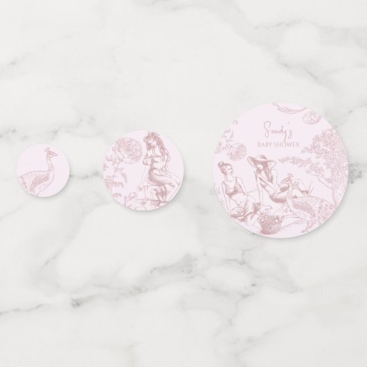 Elegant Pink Toile de Jouy Picnic Baby Shower Konfetti (Vorderseiten)