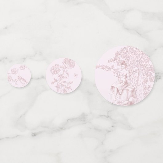 Elegant Pink Toile de Jouy Picnic Baby Shower Konfetti (Rückseiten)