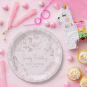 Elegant Pink Toile de Jouy Picnic Baby Shower Pappteller (Party)