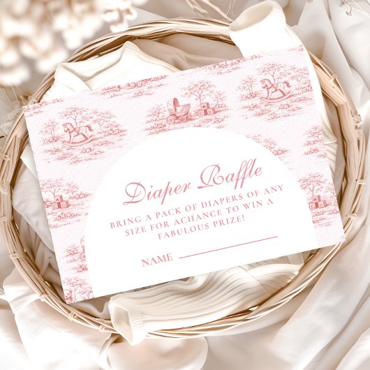 Elegant Pink Toile Diapper Raffle Begleitkarte