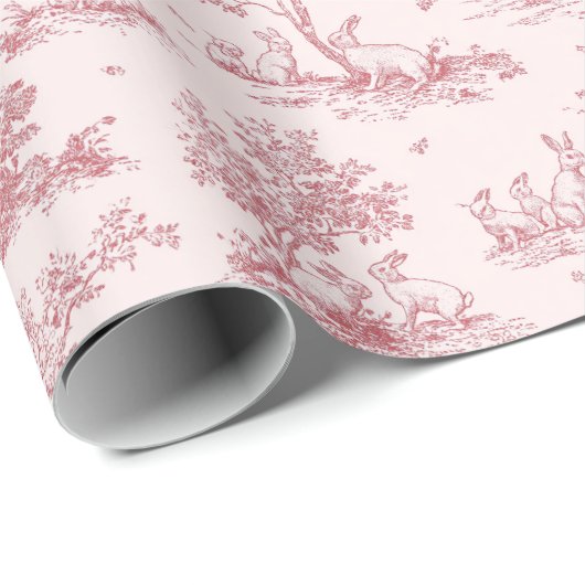 Elegant Pink Toile Pattern | Easter Wrapping Paper Geschenkpapier (Rolleneckpunkt)