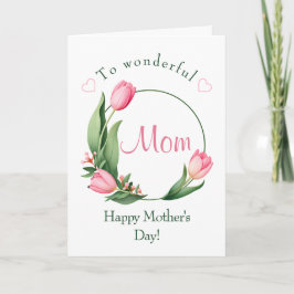 Elegant Pink Tulip Flower Frame Mother's Day  Karte