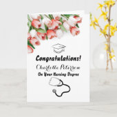 Elegant Pink Tulip Nurse Abschluss Gratulation Karte (Gelbe Blume)