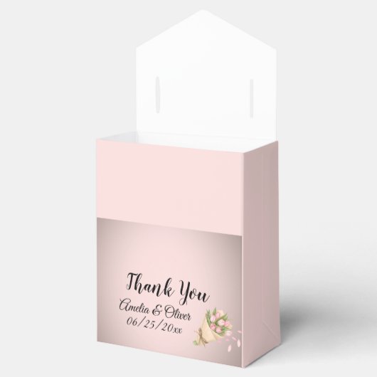 Elegant Pink Tulips Bouquet Wedding Geschenkschachtel (Geöffnet)