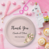 Elegant Pink Tulips Bouquet Wedding Pappteller (Party)