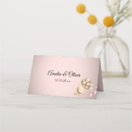 Elegant Pink Tulips Bouquet Wedding Platzkarte