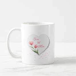 Elegant Pink Tulips & Paper Heart Mother's Day Kaffeetasse