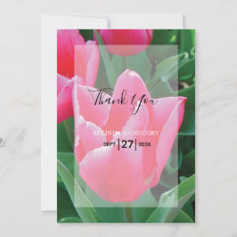 Elegant Pink Tulips Wedding Dankeschön Card Dankeskarte