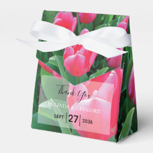 Elegant Pink Tulips Wedding Geschenkschachtel
