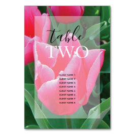 Elegant Pink Tulips Wedding Guest Names Tischnummer