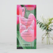 Elegant Pink Tulips Wedding Menükarte (Stehend Vorderseite)