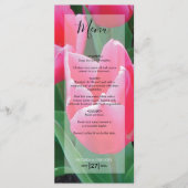 Elegant Pink Tulips Wedding Menükarte (Vorderseite)