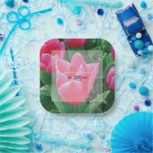 Elegant Pink Tulips Wedding Pappteller (Party)